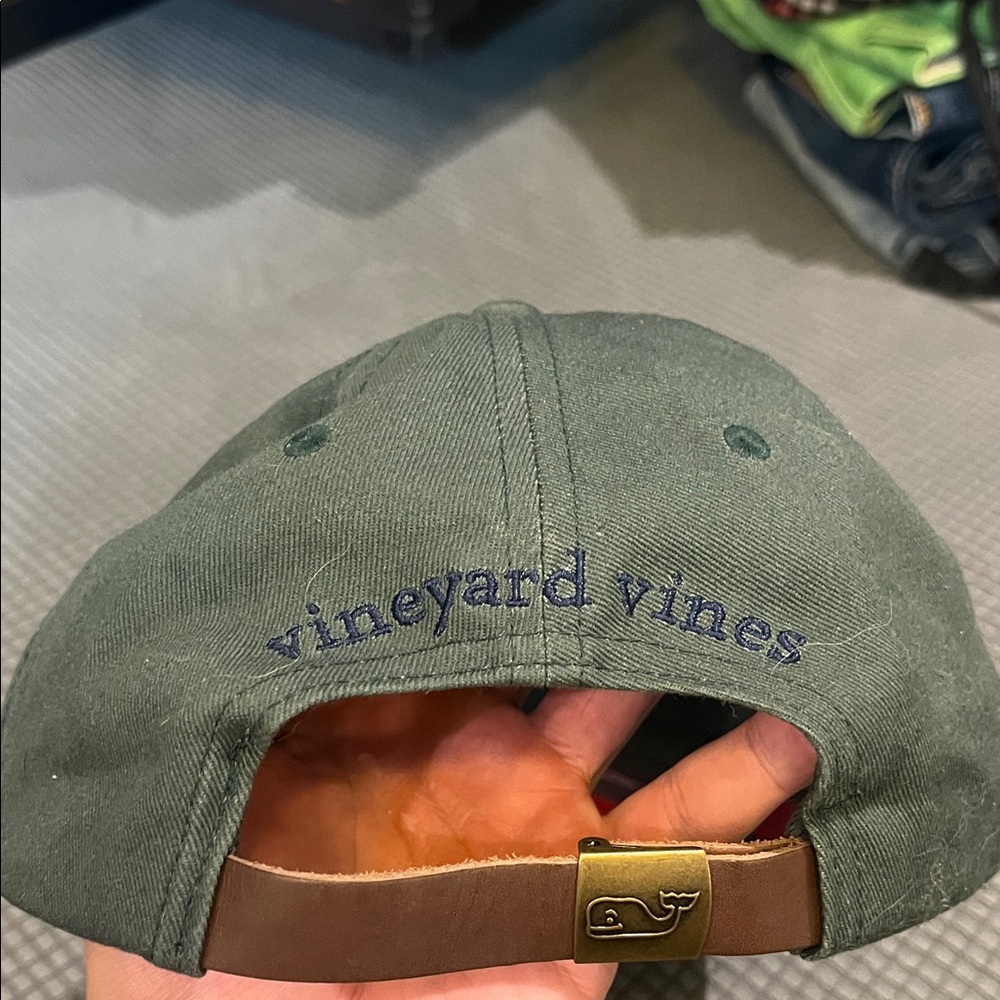 Vineyard Vines Green Hat with Red Whale Logo - Picture 3 of 3